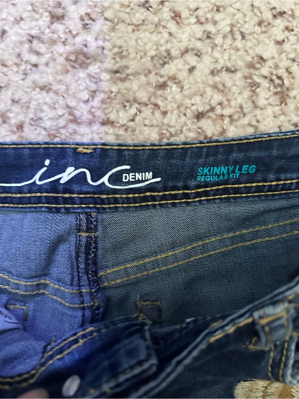 Embroidered Blue Skinny Jeans with Floral Detail - Picture 2 of 8